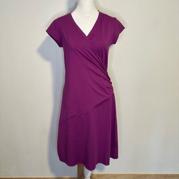 Athleta purple short sleeve wrap midi dress size S - Picture 2 of 12